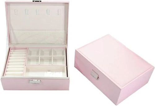 ジュエリーボックス アクセサリーケース ジュエリー収納 宝石箱 大容量 鍵付き おしゃれ 小物入れ ピアス ネックレス リング 指輪置き 女性用 女の子 ピンク 23×17×9cm