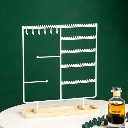ジュエリースタンド レディース 30*9.5*35CM イヤリング ホルダー 鉄+木製基盤 ネックレス・ブレスレット掛け アクセサリースタンド 大容量 見せる収納 人気 省スペース ピアス収納 小物ト
