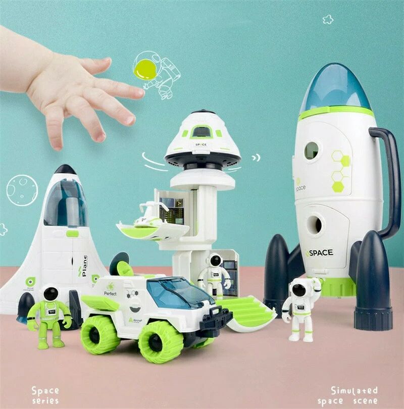 スペースシャトル おもちゃ セット 宇宙飛行士 シャトルローバー 宇宙船おもちゃ 両開きドアのデザイン ロケット船のおもちゃ 宇宙飛行士の姿 音と光の宇宙船 星間冒険のためのロケットのおもちゃ セット 組み合わせ遊び プレゼント｜ピースセレクト