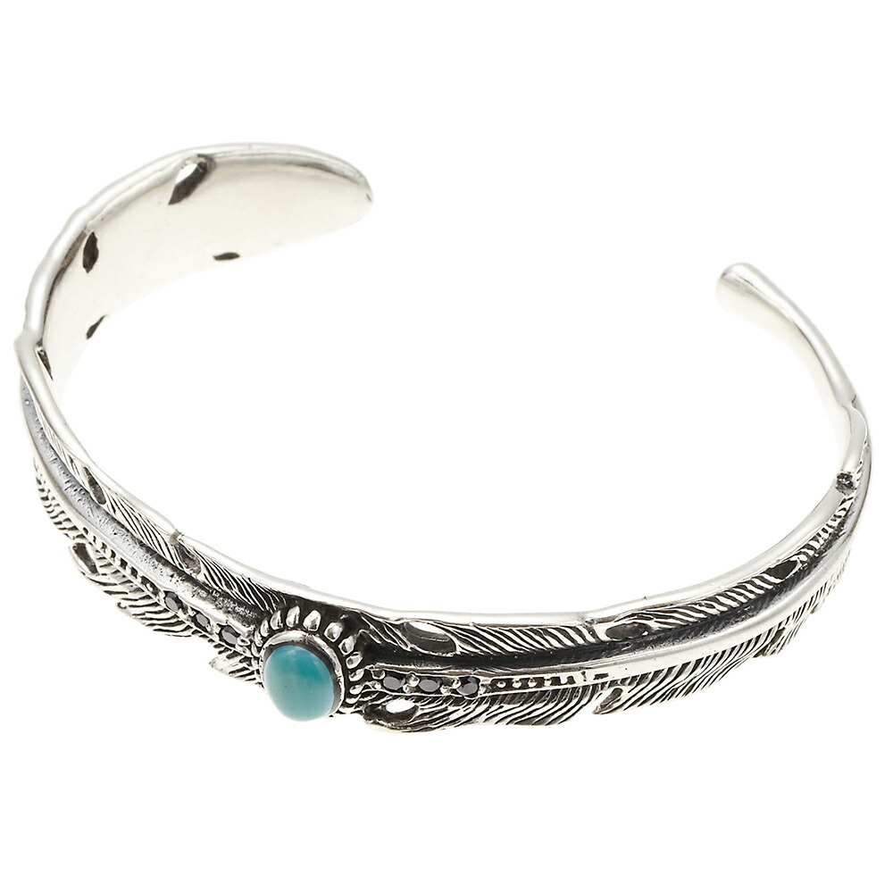 バングル メンズ 折り返しバングル ブレスレット Ag925 ターコワーズ オニキス 羽毛 レディースにも 貨物輸送無料 スプリング夏時 大きい人望 Daemlu Cl