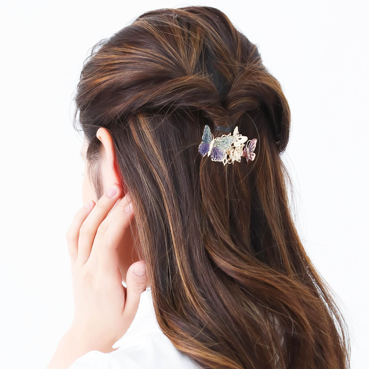 市場 ヘアアクセサリー レディース まとめ髪 可愛い バレッタ 上品 おしゃれ 清楚 蝶 可憐 グラデーションカラー エレガント 髪留め バタフライ カラフル