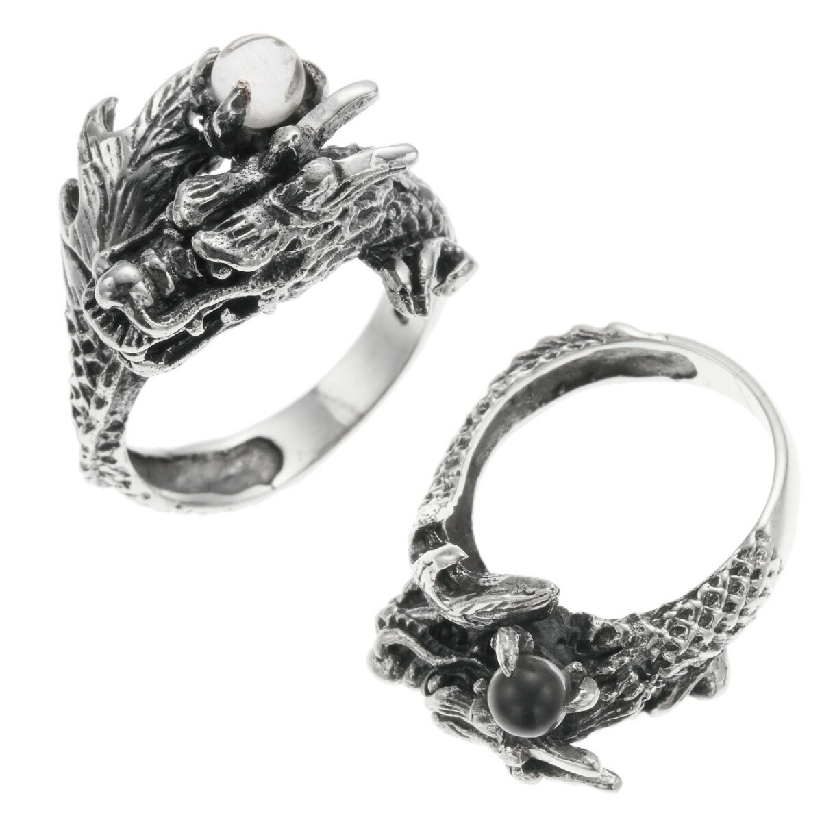 リング レディース 龍 ごつめ 大ぶり お肌に優しい 幅広 ドラゴン 風水 厄除け 水晶 ユニーク 存在感 魔除け シルバー925 クリスタル メンズ ワイド