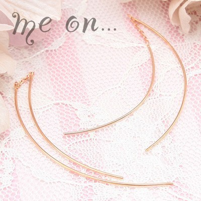 me on... 送料無料シンプルリュクス K10ピンクゴールドPGスタイリッシュロングピアス プレゼント 春夏秋冬 大人気