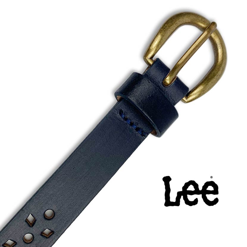 お取り寄せ ベルト メンズ 春夏秋冬 パンチングデザイン 幅2cm タイト 細身 牛革 無地 全6色 Lee Cmdb Md