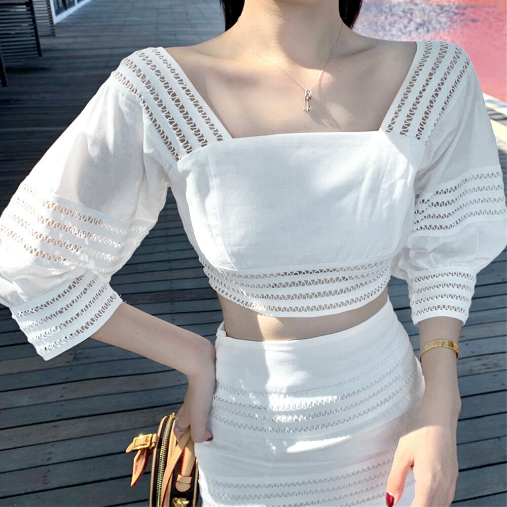 店舗 セットアップ レディース 秋冬 半袖 スクエアネック マーメイドスカート バックリボン ポリエステル 白 Www Yourrequestentertainment Com