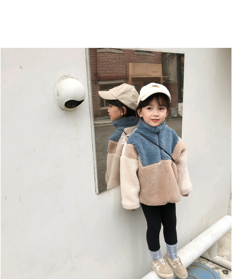高級な フリース キッズ ボーイズ ガールズ 秋冬 プルオーバー ハイネック もこもこ ポリエステル 配色切替 可愛い 青 Tonna Com