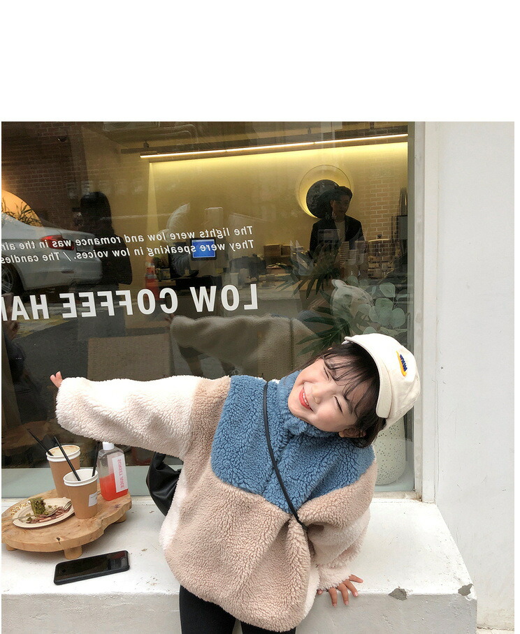 高級な フリース キッズ ボーイズ ガールズ 秋冬 プルオーバー ハイネック もこもこ ポリエステル 配色切替 可愛い 青 Tonna Com