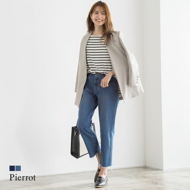 楽天市場 カットオフデニム ジーンズ パンツ デニムパンツ レディース デニム ストレートデニム ストレートパンツ ストレートジーンズ ストレート アンクルパンツ カットオフ カットオフデニム 代 30代 40代 ピエロ Pierrot Md Bx Pierrot ピエロ