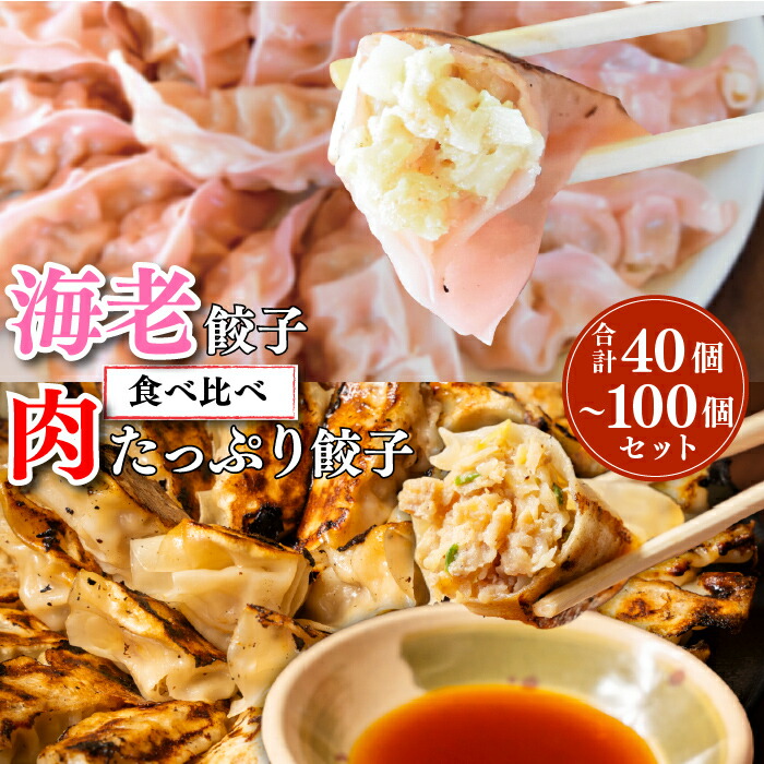 海老餃子 肉たっぷり餃子 セット 合計40個・100個 下町の空 送料無料 (激安 餃子 もちもち 餃子 プレゼント 冷凍 生餃子 ぎょうざ ギョウザ ギョーザ 焼餃子 冷凍餃子 冷凍生餃子 にんにく なし 1位 たっぷり マシマシ 中華総菜 中華点心 下町の空)
