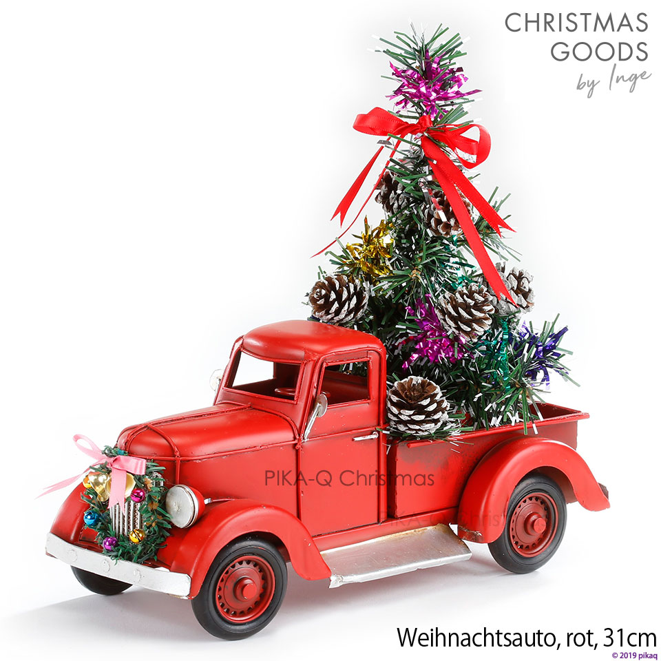 ピカキュウhome ドイツ直輸入 クリスマスプレゼントに Inge Glas カー H 赤 Metal レッド クリスマスツリー 彼氏へ クリスマス オールドカー アンティーク加工 Withリース クリスマスツリー Christmas Car Red 31 Cm Metal ヴィンテージカー 男性向けクリスマス