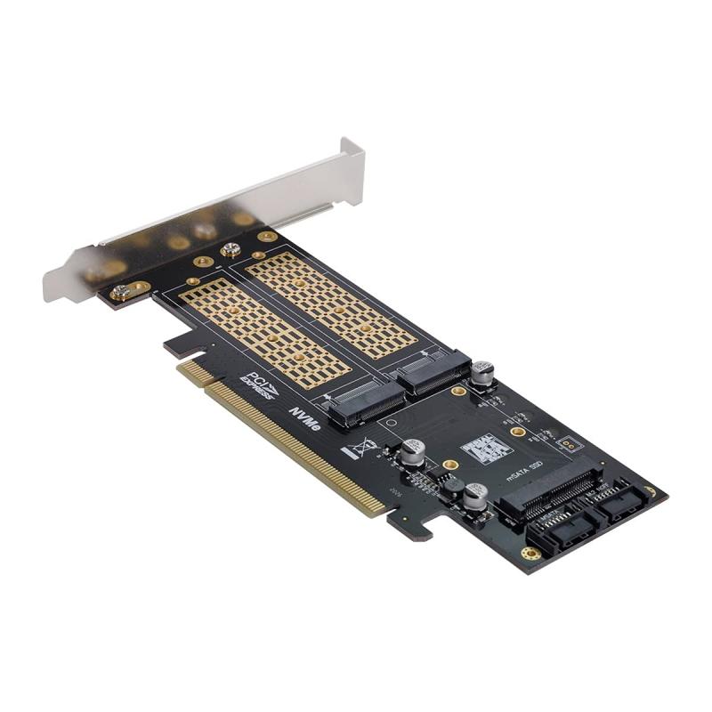 Cablecc Pci Express Pci E Dual Sata To Ngff Nvme Msata M Key B M Key Ssd Card Adapter