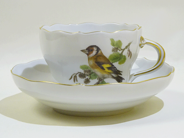 マイセン 鳥モチーフ 兼用カップソーサー ゴシキヒワ 送料込み