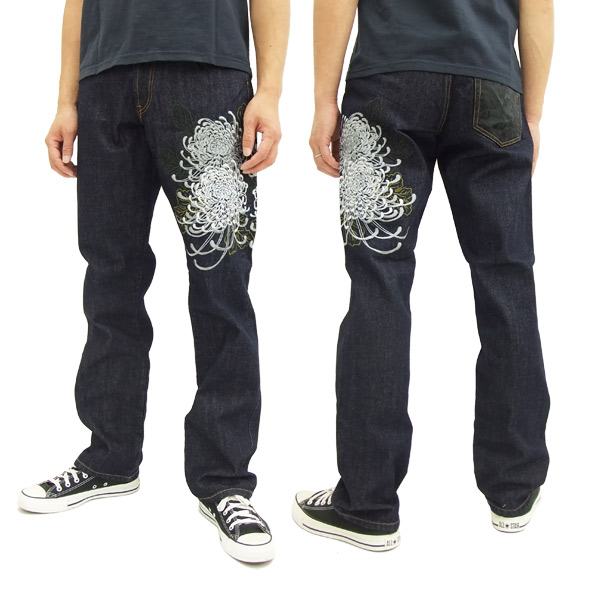 楽天市場】花旅楽団 和柄 デニムパンツ SP-503 鳳凰 メンズ ジーンズ