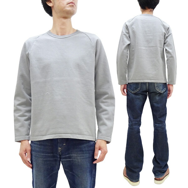 ジャパンブルージーンズ インレイ 無地 長袖Tシャツ JBKN1001 メンズ 丸首 ラグランスリーブ フレンチテリー ヘビーウェイト ロンtee Japan Blue Jeans ライトグレー 新品