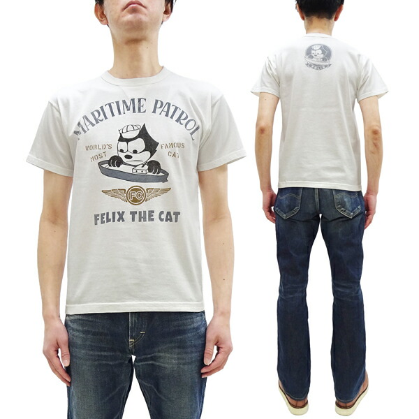 トイズマッコイ Tシャツ TMC2601 フィリックス・ザ・キャット プリントカスタム ミリタリーTシャツ メンズ 半袖Tシャツ ガーメントダイ仕上げ TOYS McCOY FELIX THE CAT TEE MARITIME PATROL (011 オフホワイト) 新品｜パインアベニュー洋品店