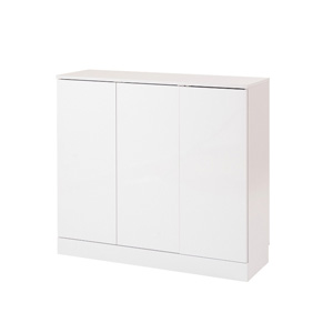 【送料無料】ランドリーキャビネット　扉タイプ　幅90cm　ホワイト　FY-0003　[ハイグロスシート仕上げの収納キャビネット]｜パインバリュー店