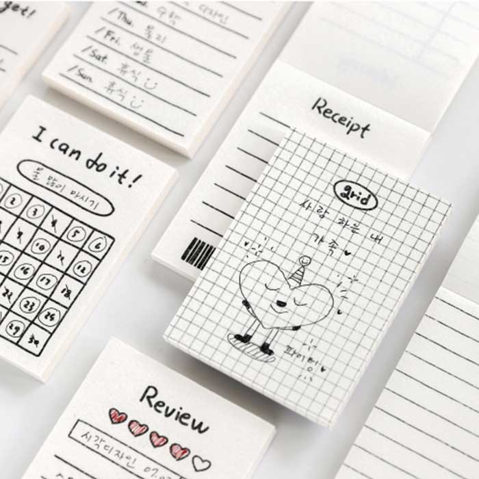 当日出荷 メモ用紙 可愛い 方眼ノート ノート 方眼紙 手紙 韓国 日記 かわいい 50枚 ミニノート