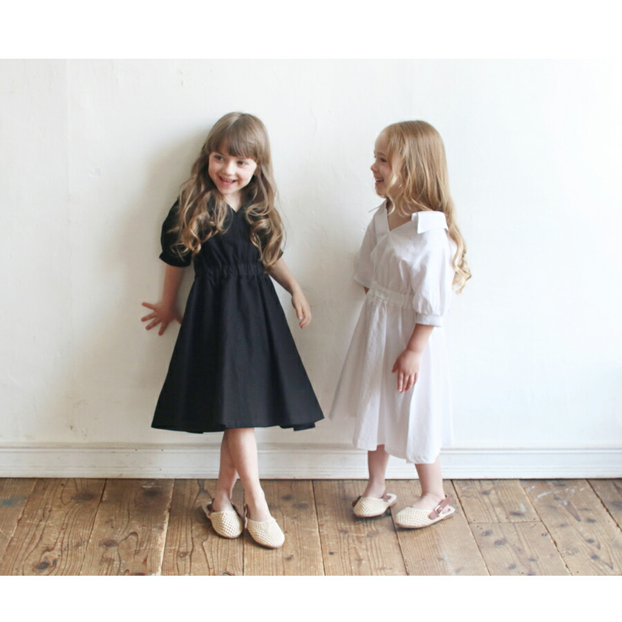 楽天市場 子供服rora アメリー リネン ワンピース 子供服 ワンピース 女の子 夏ワンピース リネンワンピース 半袖 黒 白 夏服 こども服 キッズ 大人っぽい おしゃれ 可愛い 後ろリボン 膝丈 ひざ下丈 子供 服 ナチュラル かわいい 100 110 1 130 140 子供服 ピンク