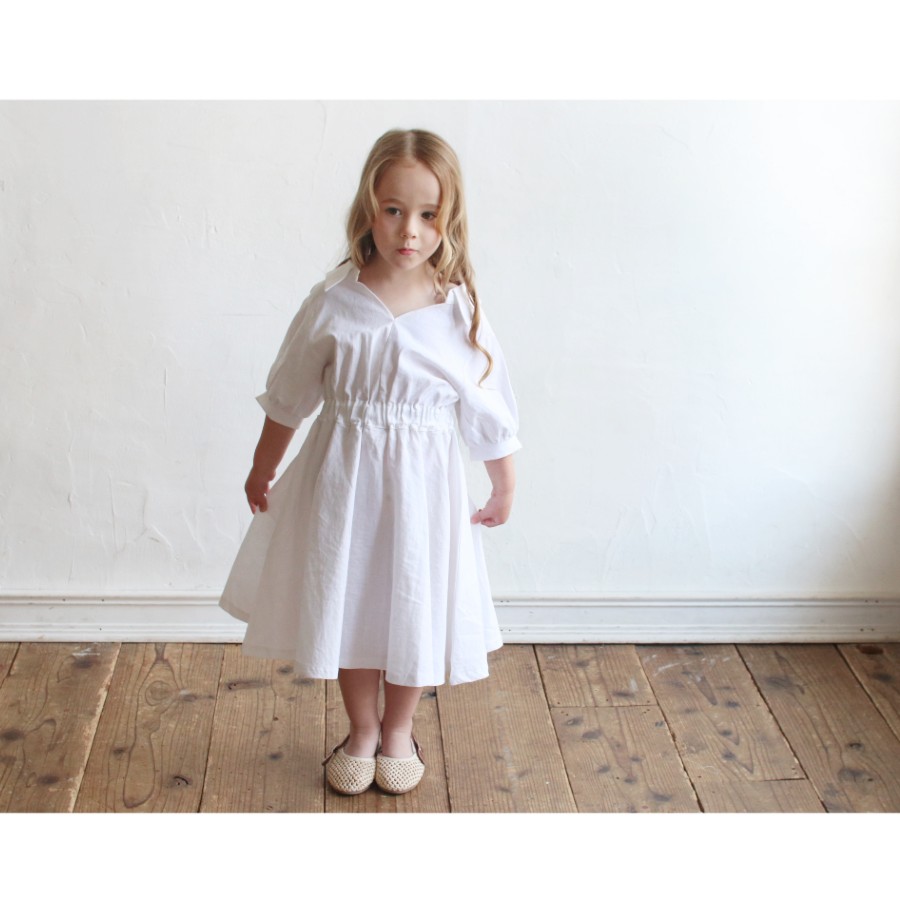 楽天市場 子供服rora アメリー リネン ワンピース 子供服 ワンピース 女の子 夏ワンピース リネンワンピース 半袖 黒 白 夏服 こども服 キッズ 大人っぽい おしゃれ 可愛い 後ろリボン 膝丈 ひざ下丈 子供 服 ナチュラル かわいい 100 110 1 130 140 子供服 ピンク