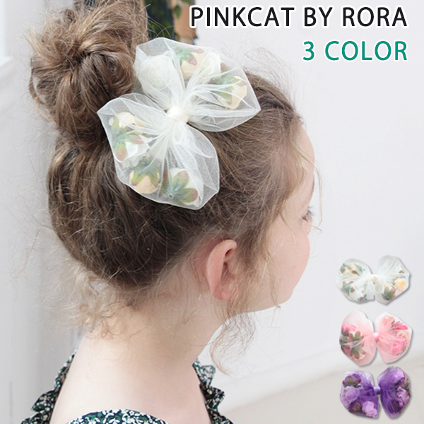 Pinkcat Child Artificial Flower Hair Ornament Hairpin Pink White