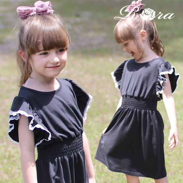 楽天市場 子供服rora フランセ ワンピース キッズ 夏 半袖 無地 レース フリル チャコール 膝丈 フレア 夏ワンピース 大人っぽい 子供 ワンピース カジュアル 子供服 かわいい 女の子 夏 服 おしゃれ シンプル ウエスト絞り 90 100 110 1 130 140 子供服 ピンクキャット