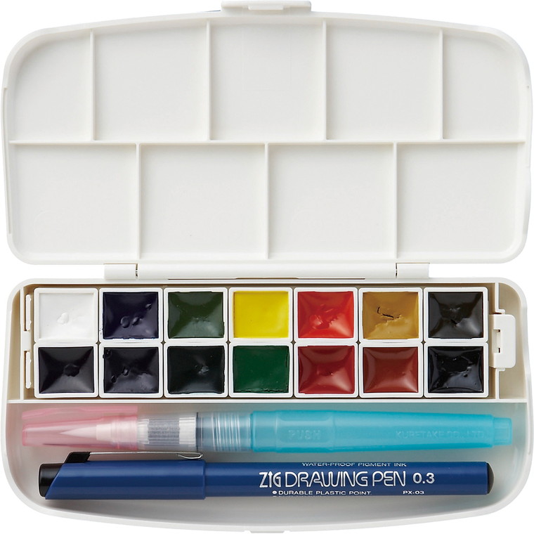専用ケース付き　Kolinsky　コンパクト　水彩画用　筆セット 専用ケース付き Kolinsky コンパクト 水彩画用 筆セット