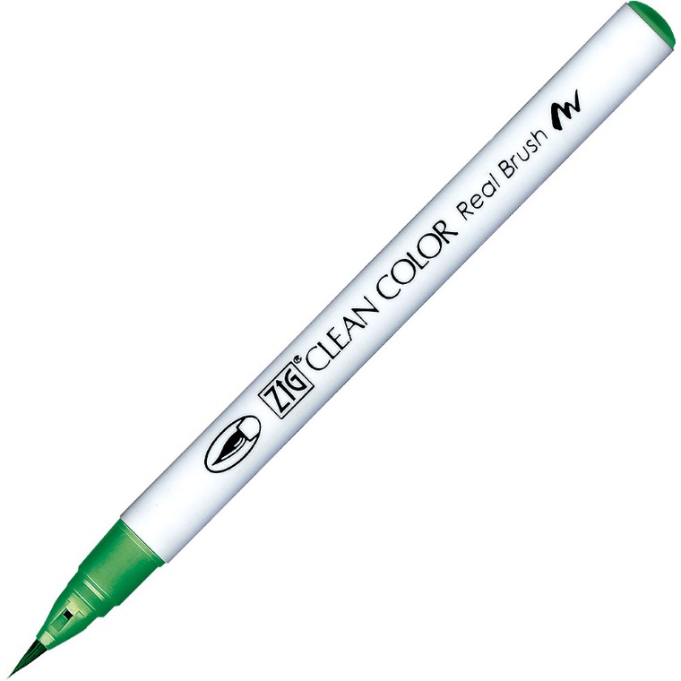 Zigクリーンカラーリアルブラッシュ イングリッシュアイビー 1本入 日記 絵 デザイン 水性染料 手帳 画材 くれたけ ダイアリー 細書 くれ竹 レタリング イラスト 文房具 手書き 日本製 スケッチ カラー筆ペンアート