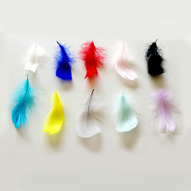 楽天市場 10本入 羽飾り ガチョウの羽根 フェザー 羽根飾り デコ素材 装飾用 デコレーション 装飾パーツ ふわふわ ふんわり 撮影小道具 カラー カラフル グースの羽 ハンドメイド材料 青 水色 ターコイズ 桃色 黄色 白 黒 灰色 薄紫 赤 ゆめかわいい ゆうパケット対応