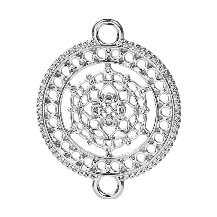 楽天市場 1個入 37mm 29mm コネクターパーツ 曼荼羅サークル 銀メッキ コネクターパーツ 繋ぎパーツ まんだら 曼陀羅 Mandala ヤントラ コスモロジー スピリチュアル 魔法陣 透かし レース模様 銀 ペンダントトップ アクセサリーパーツ チャーム ゆうパケット対応
