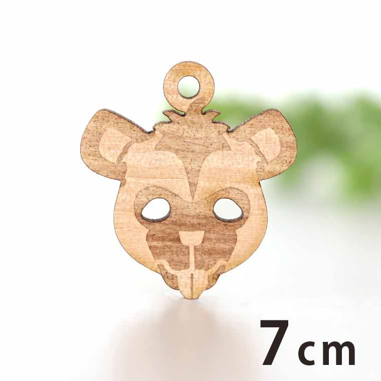 市場 7cm かっこいい 顔 アニマル 動物 木製チャーム ピアス アクセサリーパーツ 厚さ3mm ハイエナ アンシャンテラボ