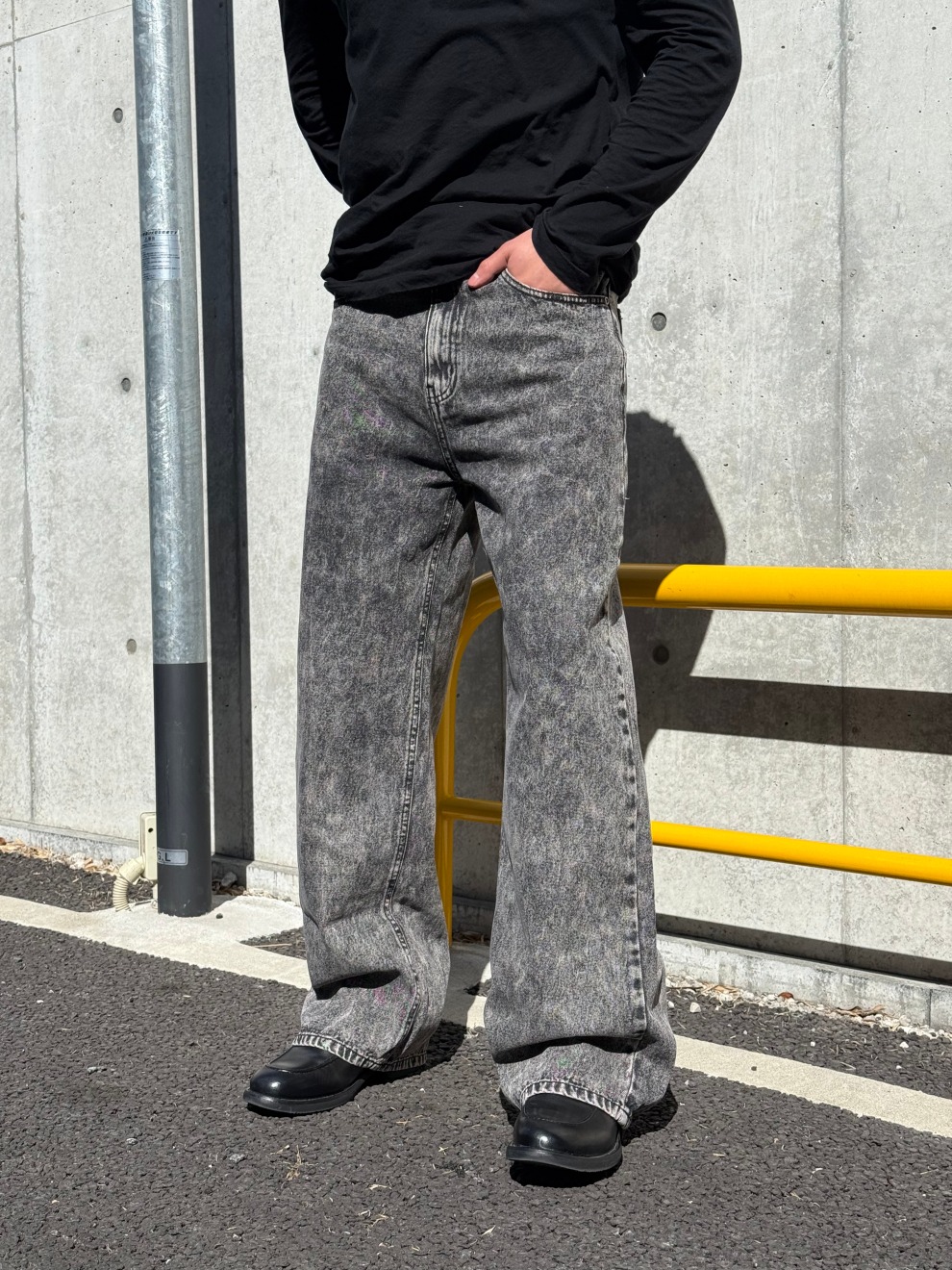 Excellent style日系亜米利加式レトロ旧広脚デニム男ゆるい引っ切りないモップ2026新型高街流行り