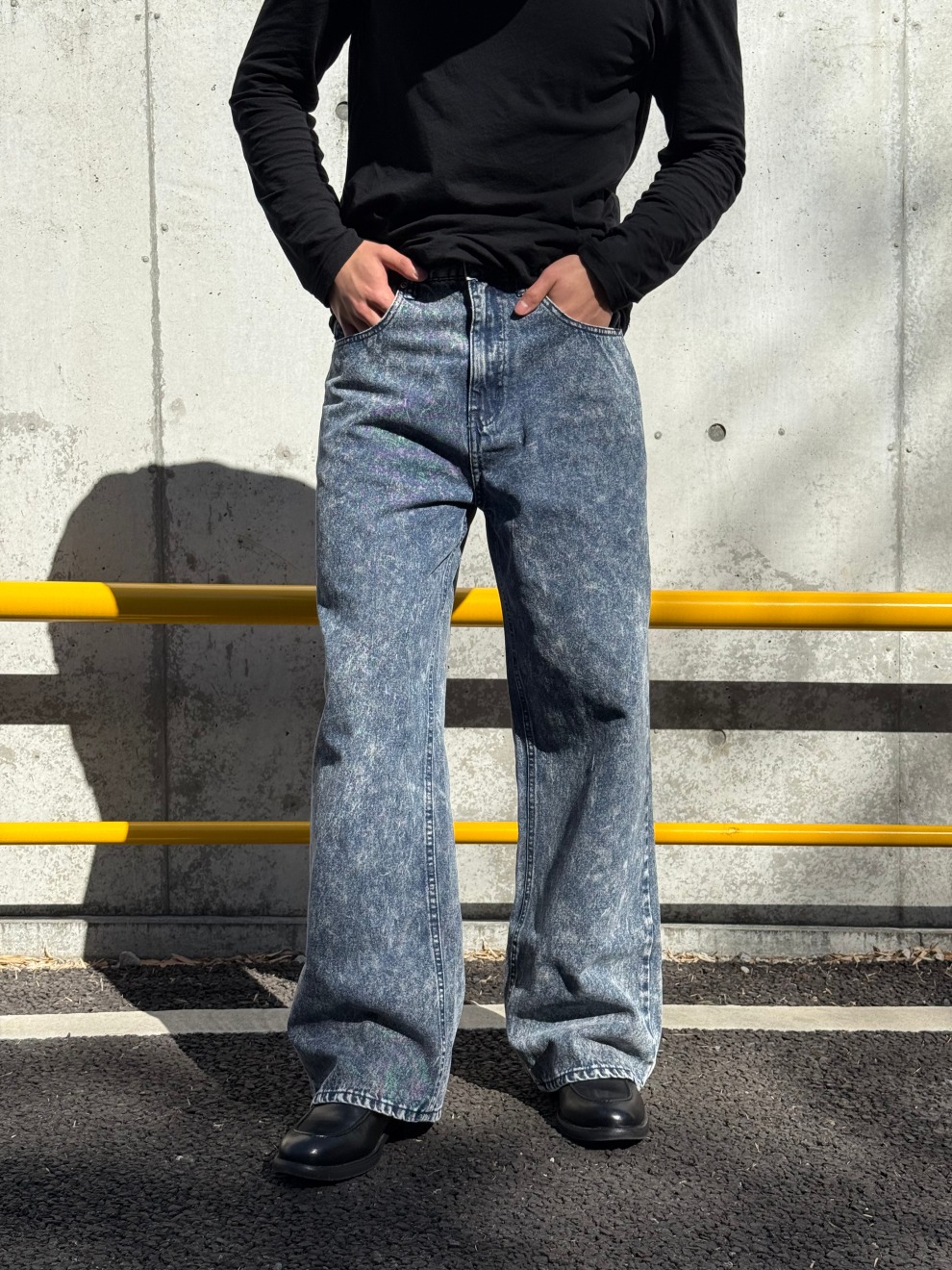 Excellent style亜米利加のレトロな古くさい広広としたデニム成人男性のゆったりとした引っ切りないな水洗いするご機嫌表どおりの流行りズボン下