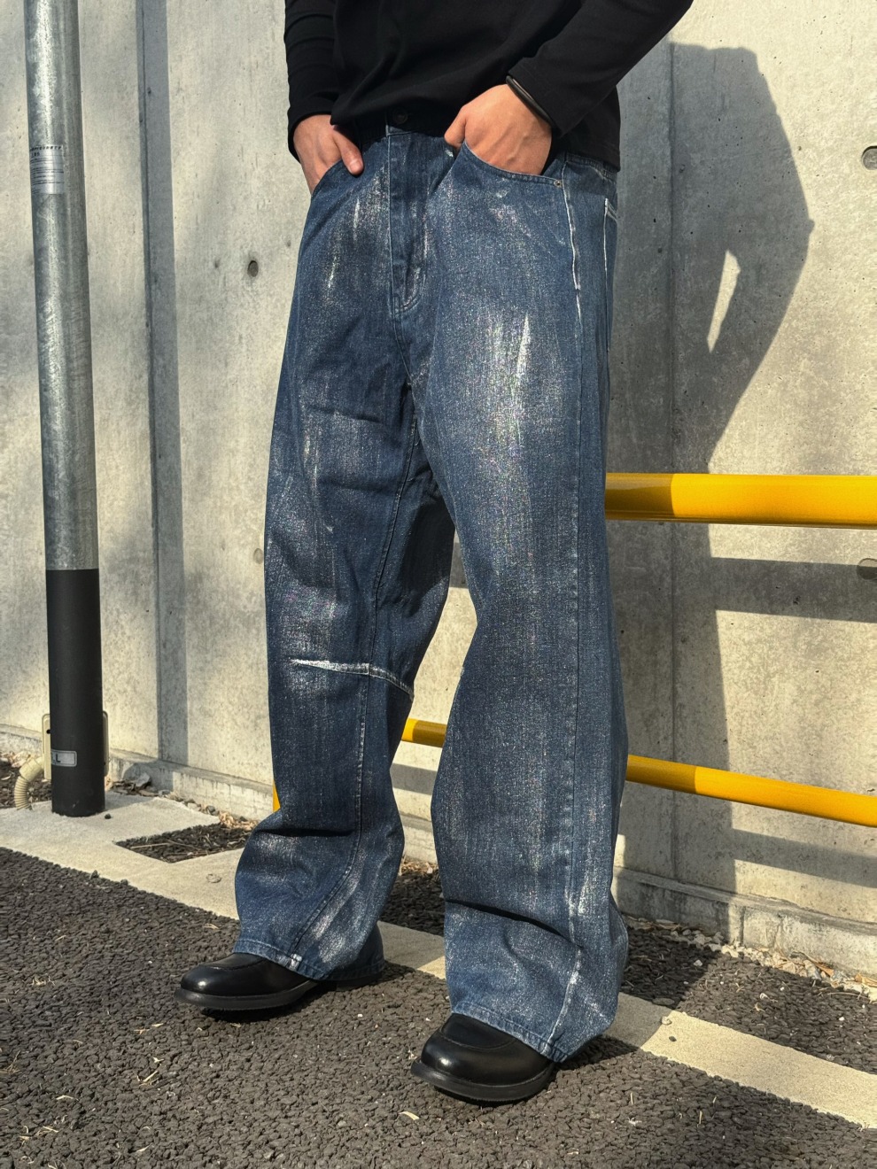Excellent style亜米利加日系原宿レトロ古くさい広広としたデニム男ゆるいストレートモップハイストリートトレンドカジュアルパンツ