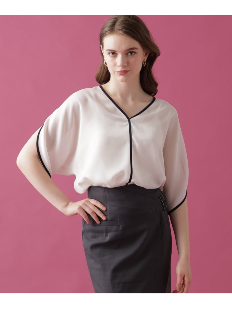 シアーメッシュブラス PINKY&DIANNE ピンキー アンド ダイアン トップス シャツ・ブラウス ベージュ ブラック【送料無料】[ Fashion]｜PINKY ＆ DIANNE