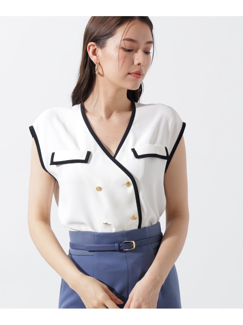 【SALE／40%OFF】パイピングダブルブラウス PINKY&DIANNE ピンキー アンド ダイアン トップス シャツ・ブラウス ホワイト ピンク【RBA_E】【送料無料】[ Fashion]