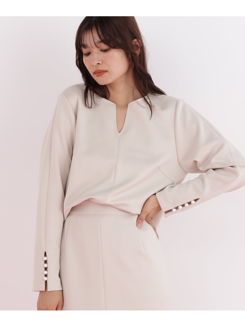 【SALE／30%OFF】パールビーズスリーブジャージトップス PINKY&DIANNE ピンキー アンド ダイアン トップス シャツ・ブラウス ネイビー ベージュ【RBA_E】【送料無料】[ Fashion]｜PINKY ＆ DIANNE