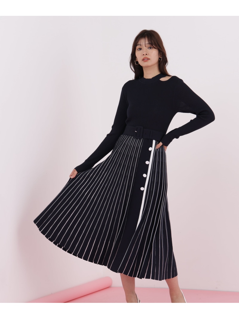 ピンキー＆ダイアン◆［冨張愛コラボ］ニットコンビプリントワンピース 36 ピンキー＆ダイアン◇［冨張愛コラボ］ニットコンビプリントワンピース 36