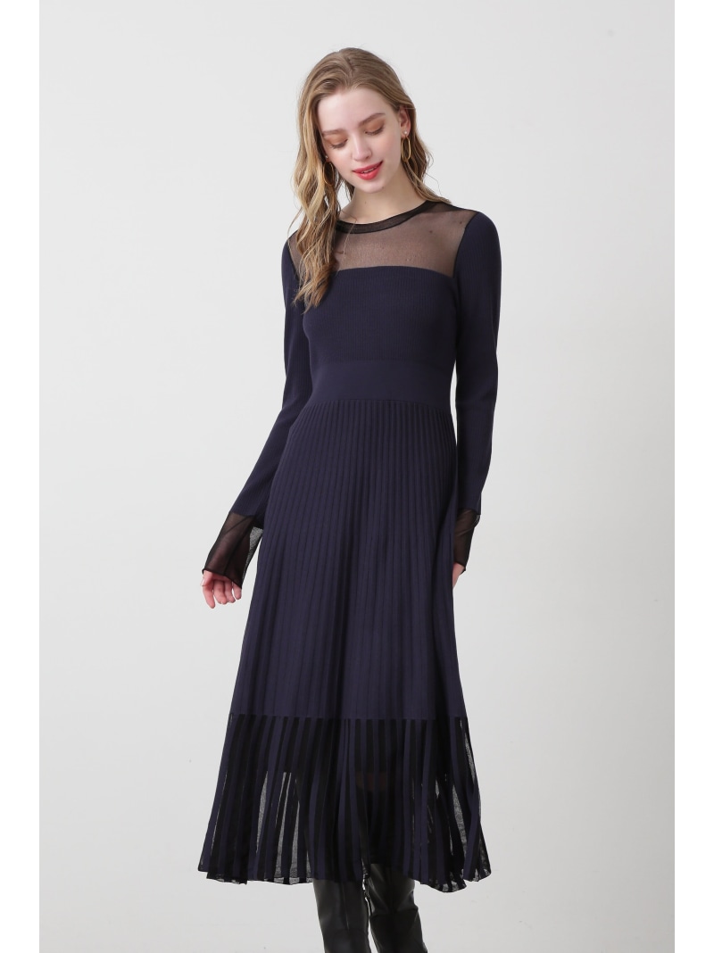 【SALE／57%OFF】◆シアーコンビフレアーニットワンピース PINKY\u0026DIANNE ピン足がかり アンド ダイアン 衣裳・御召しもの 衣裳 米国海軍 青碧【RBA_E】【貨物輸送無料】[ Fashion]
