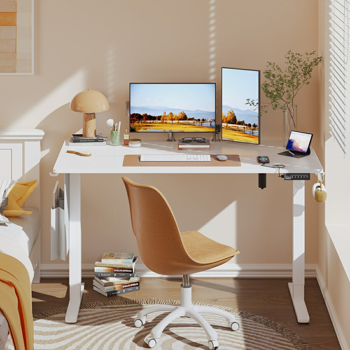 ＼貨物輸送無料！／昇降学習机 電動 昇降式学習机 スタンディングデスク 上下昇降 pc 執務室学習机 テレ細工物 記憶装置役立つこと ぶつかり合うさぐり当てる USB差し込み付き添い人 納めるボックス席付き添い人 140×60×71-118（糎）