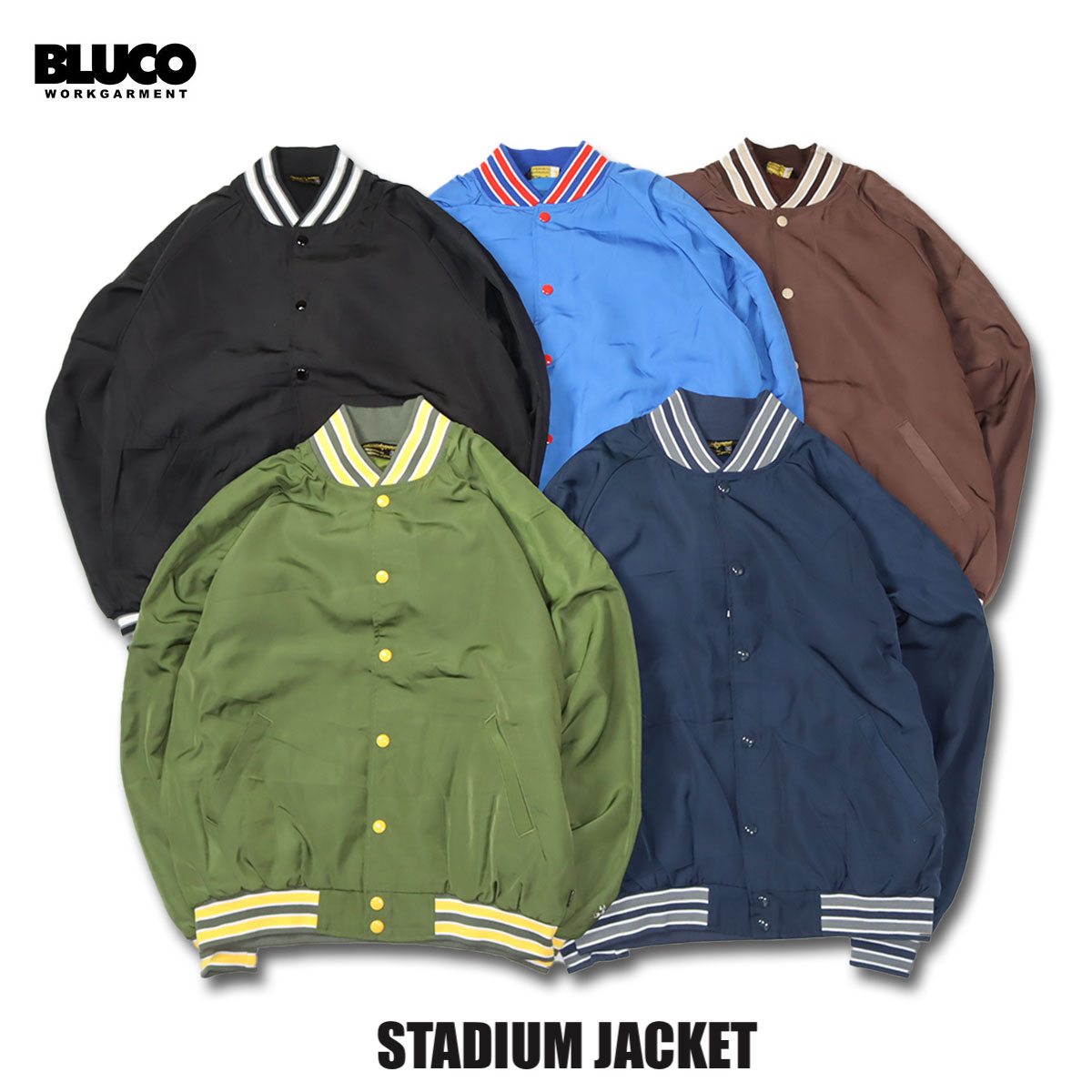 ☆貨物輸送無料大売り出し通貨価値!!☆BLUCO(ブルコ) OL-1353 STADIUM JACKET 5色(NVY/BRN/BLK/OLV/BLU)