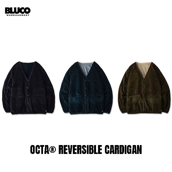 ☆貨物輸送無料大売り出し通貨価値!!☆ BLUCO(ブルコ) OL-31-007 OCTA・・ REVERSIBLE CARDIGAN 3色(BLK/NVY/OLIVE)