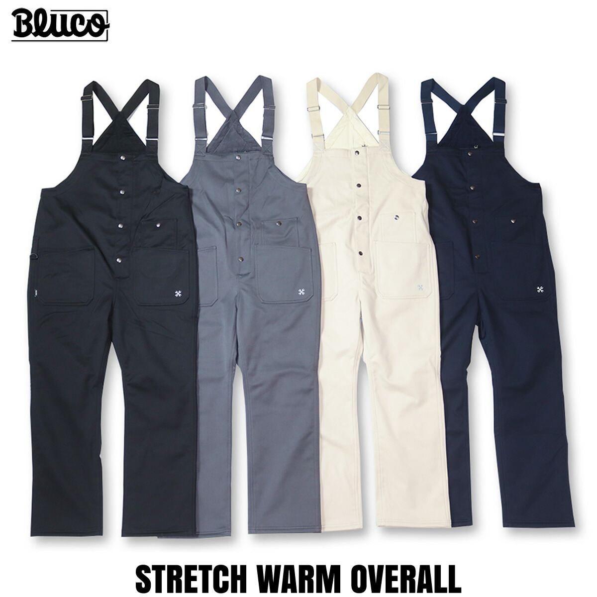 ☆送料無料サービス中!! BLUCO(ブルコ) OL-43-006 STRETCH WARM OVERALL 4色(BLK/GRY/IVORY/NVY)