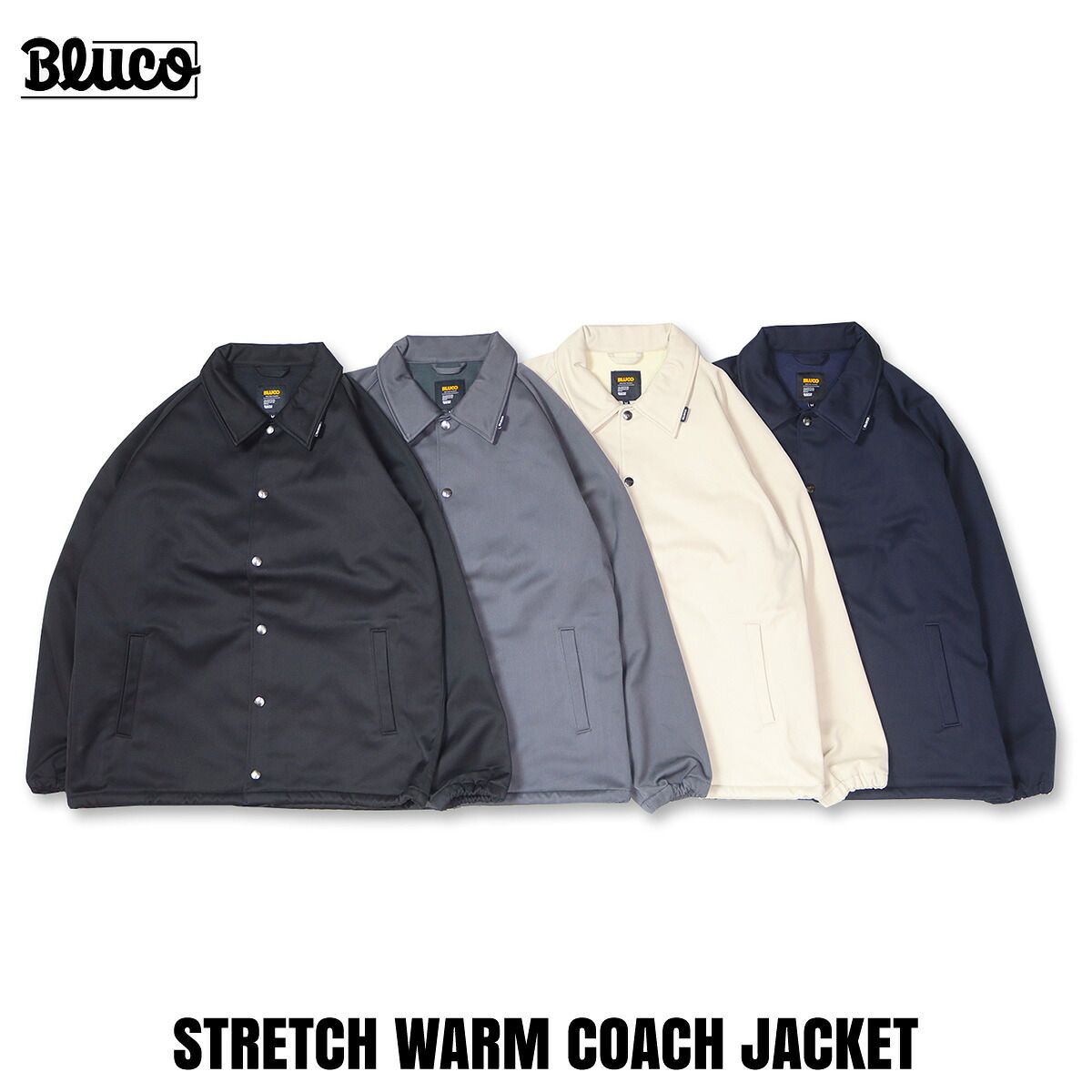 ☆貨物輸送無料お持て成し中!! BLUCO(ブルコ) OL-31-042 STRETCH WARM COACH JACKET 4色(BLACK/GRAY/IVORY/NAVY)