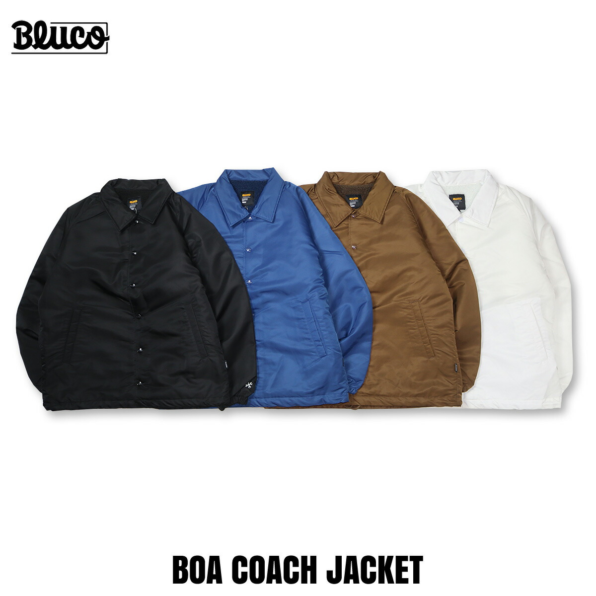 ☆送料無料サービス中!! BLUCO(ブルコ) OL-31-020 BOA COACH JACKET 4色(BLACK/BLUE/BROWN/WHITE)