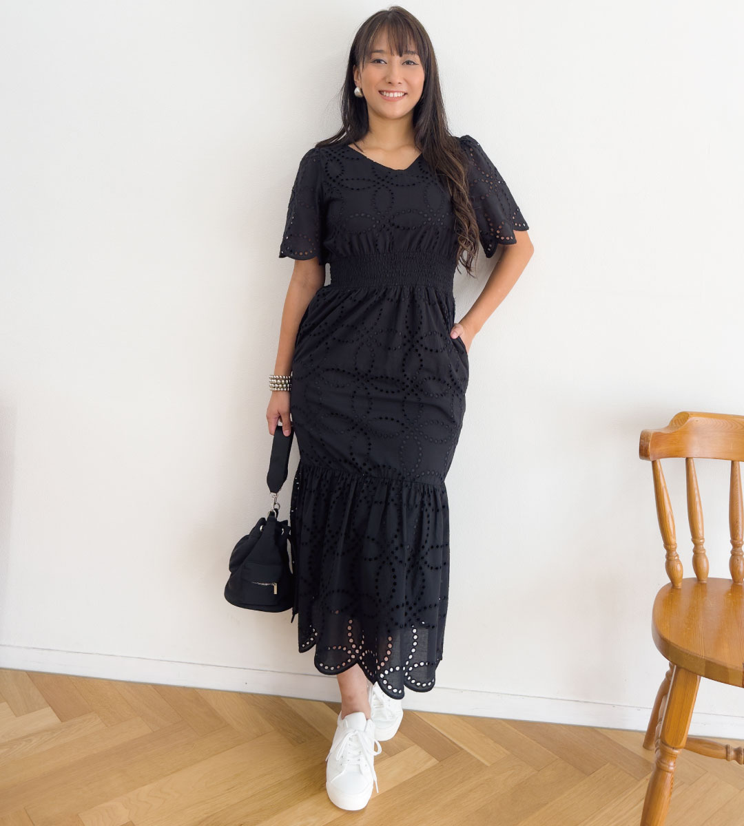 【Pinup Closet】2wayレースマーメイドワンピ ピンナップクローゼット CINEMATIQ シネマティック レディース ワンピース 大人可愛い マーメイド コットン 綿 2way マシンウォッシャブル 洗える シワになりにくい イージーケア 600mlボトルが入るマジカルポケット｜Pinup Closet