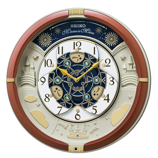 セイコークロック(Seiko Clock) 掛け時計 からくり時計 アナログ トリプルセレクション メロディ 茶メタリック 39&times;39&times;9.6cm RE601B｜ピオマーケット