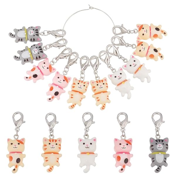 楽天市場】かわいい ネコ 猫 キーホルダー チャーム パーツ 10個 樹脂