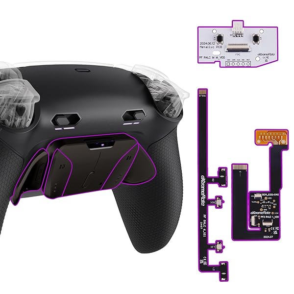 eXtremeRate ps5コントローラーBDM-030 040 050対応RISE4 Plus MAX RMBバックパドルキット、クリッキートリガーストップ&ラバーグリップ付き、ps5コントローラー対応用リマップ可能なリアルメタル背面ボタンキット|ピオマーケット