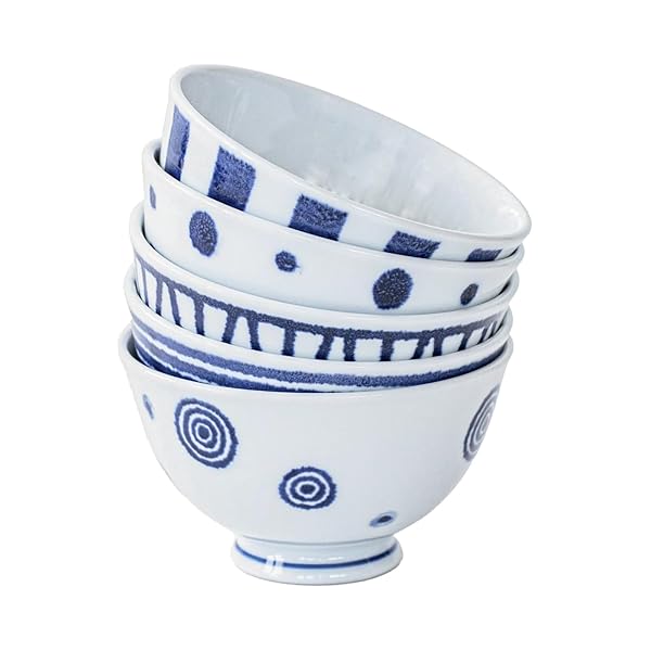 楽天市場】波佐見焼 染錦文様 飯碗揃 お茶碗 5個セット ごはん茶碗