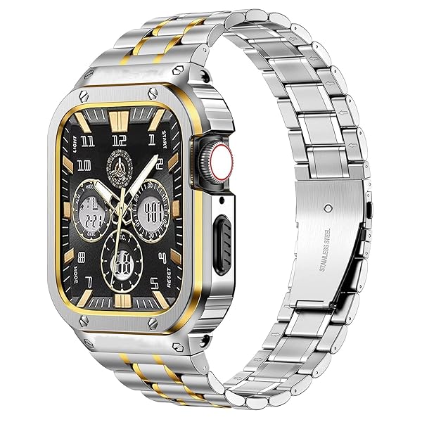 MioHHR ステンレス鋼スチール写真製ダンス楽隊、入れもの取り替えっこ性 Apple Watch Bands 46粍,金属元素製保護することバンパー押しかぶせる付き添い人手ごわいな同盟罷工一巡り iWatch つづき物 10 成人男性用. (銀金) その他-家電